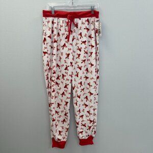 Rene Rofe Cozy Fleece Jogger Style Pajama Pants Bottoms w/ Cardinals - L - NWT